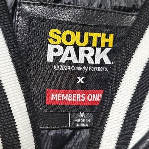 South Park x Members Only Black Bomber Varsity Jacket Size Medium New - Picture 7 of 16
